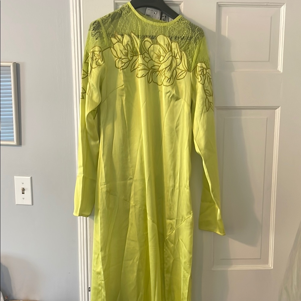 ASOS Lime Long Sleeve Dress with Floral Accents